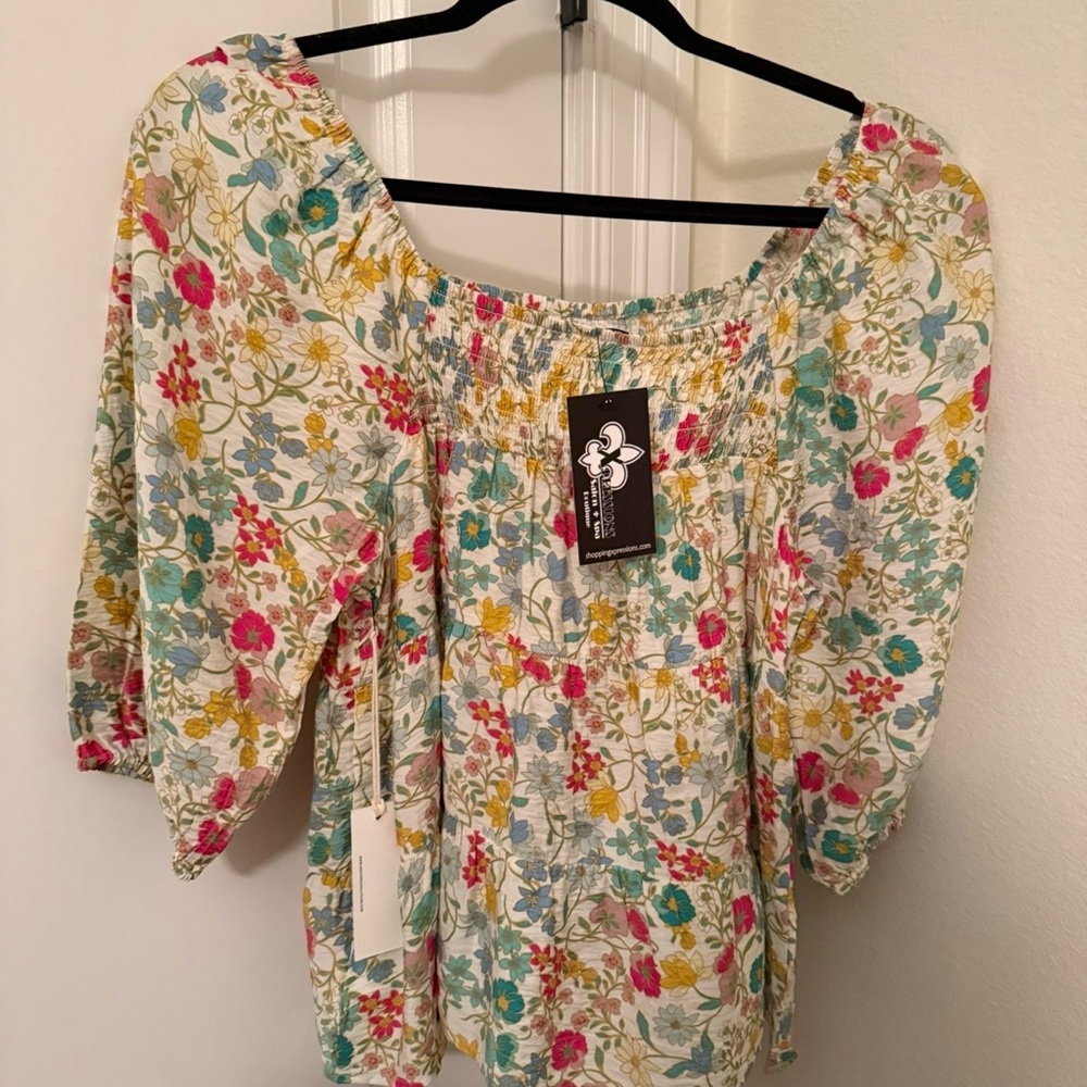 Floral Smocked Women's Blouse